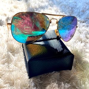 Purple-blue folding aviator sunglasses